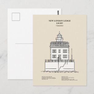 New London Ledge Lighthouse - Connecticut - SBD Postcard