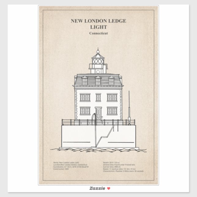New London Ledge Lighthouse - Connecticut - SBD Sticker (Sheet)