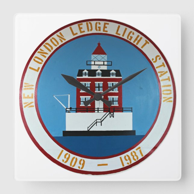 New London Ledge Lighthouse Connecticut Wall Clock (Front)