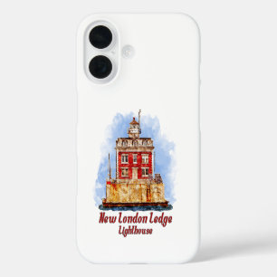 New London Ledge Lighthouse Watercolor Connecticut iPhone 16 Case
