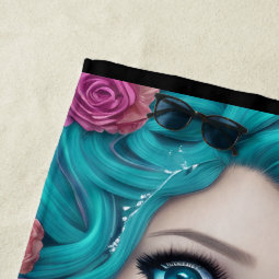 New London Princess with Turquoise Hair and Eyes Beach Towel | Zazzle