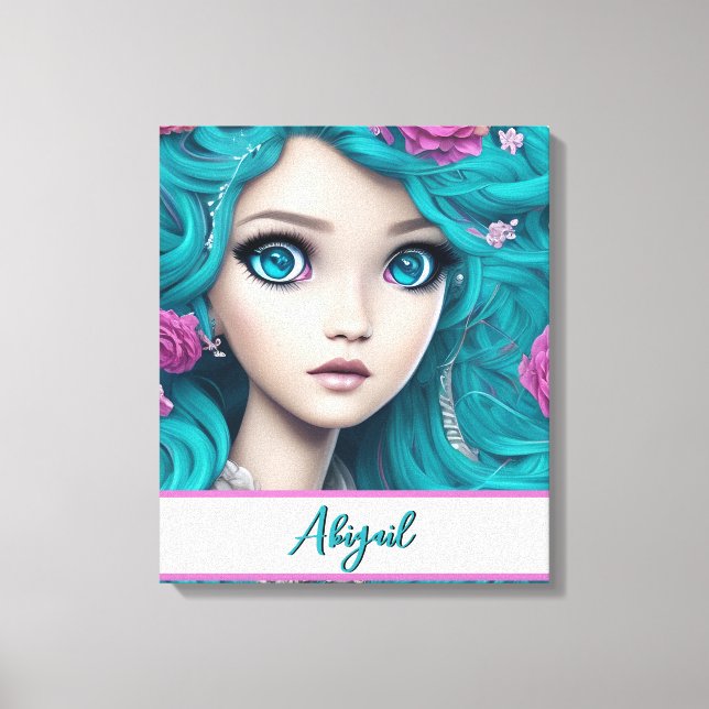 New London Princess with Turquoise Hair and Eyes   Canvas Print (Front)