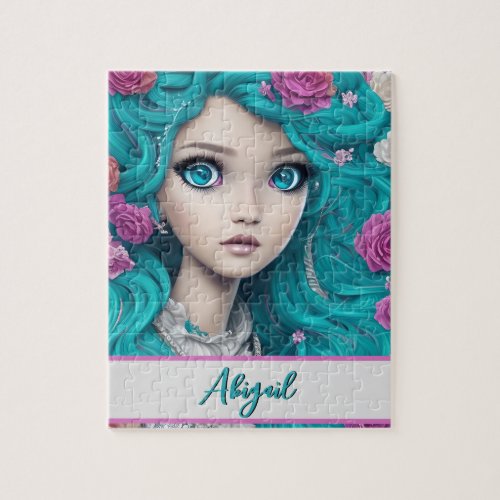 New London Princess with Turquoise Hair and Eyes   Jigsaw Puzzle