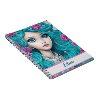 New London Princess with Turquoise Hair and Eyes Notebook | Zazzle
