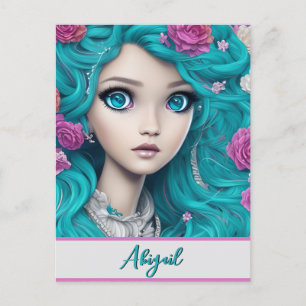 New London Princess with Turquoise Hair and Eyes   Postcard
