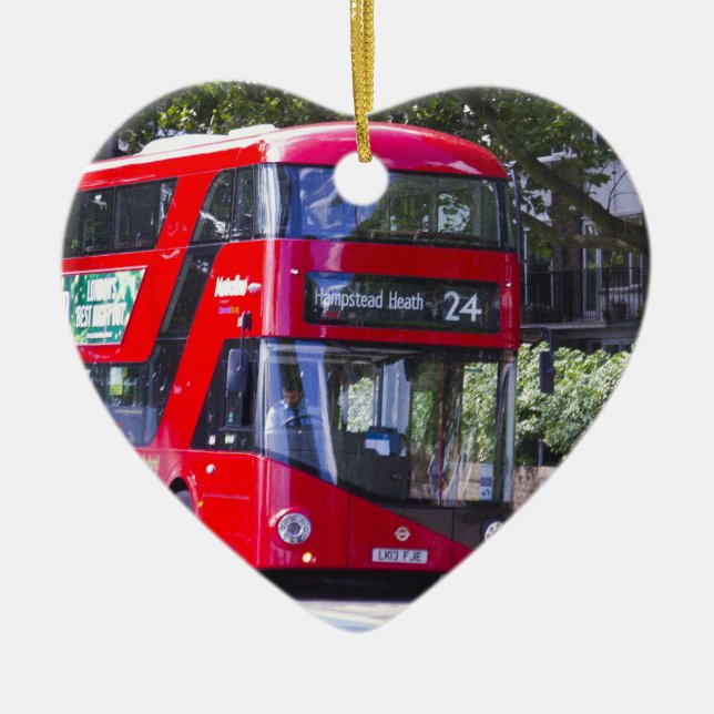 New London Red Bus Ceramic Ornament (Front)