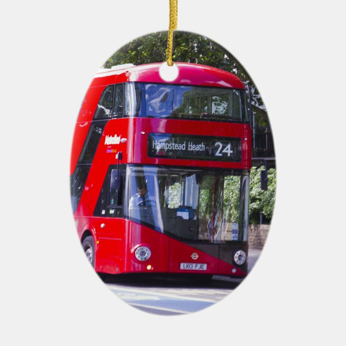 New London Red Bus Christmas Ornament