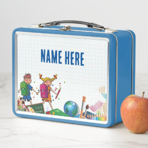 NEW! Lunchbox - Back to School Metal - Light Blue