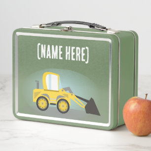 NEW! Lunchbox - Front loader (add name) Metal Red