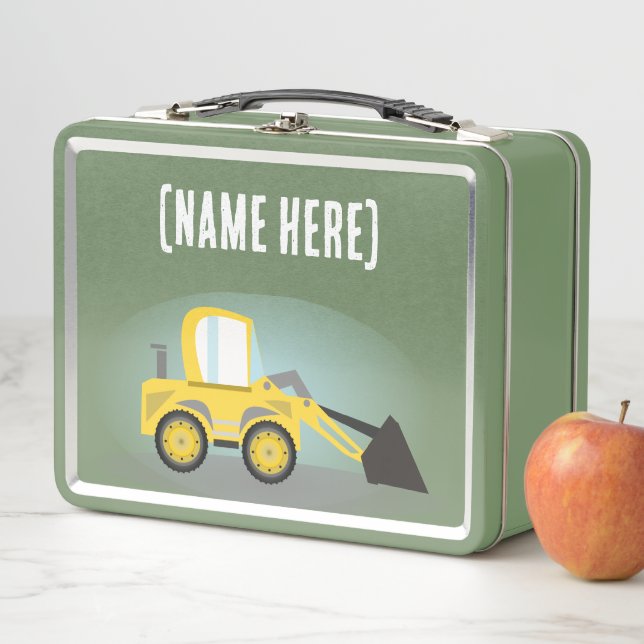 NEW! Lunchbox - Front loader (add name) Metal Red (In Situ)