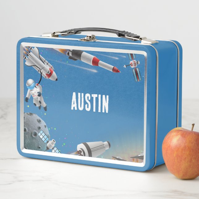 NEW! Lunchbox - Space (add name) Metal - Red (In Situ)