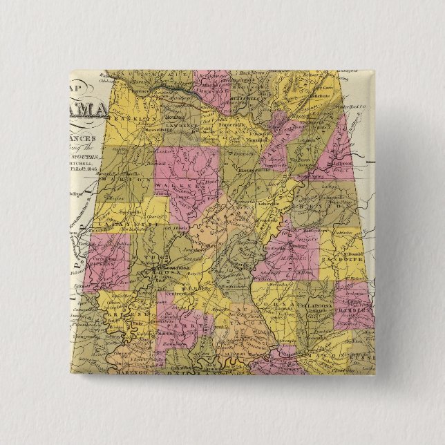 New Map Of Alabama Button (Front)