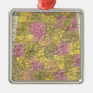 New Map Of Alabama Metal Ornament