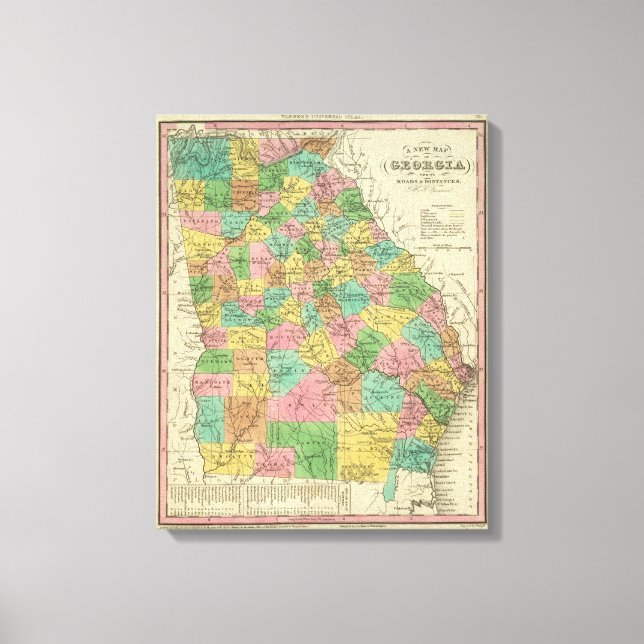 New Map Of Georgia 2 Canvas Print (Front)