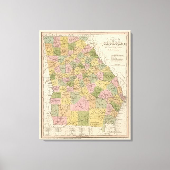 New Map Of Georgia Canvas Print (Front)