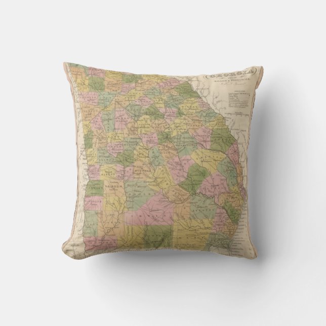 New Map Of Georgia Throw Pillow (Front)