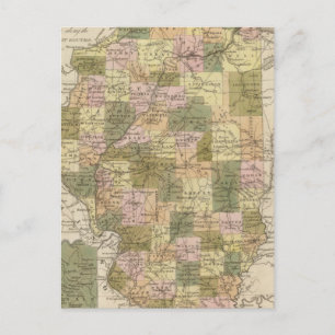 New Map Of Illinois 2 Postcard