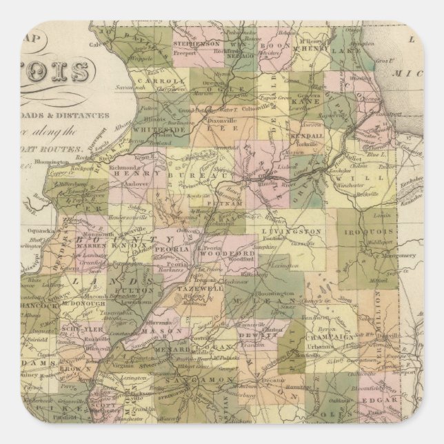 New Map Of Illinois 2 Square Sticker (Front)