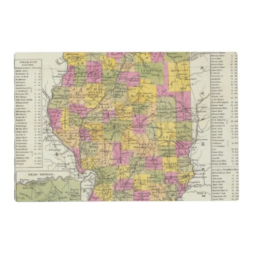 New Map Of Illinois Placemat