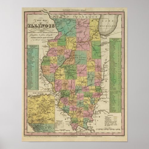 New Map Of Illinois Poster