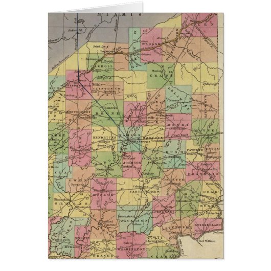 New Map Of Indiana Cards (Front)