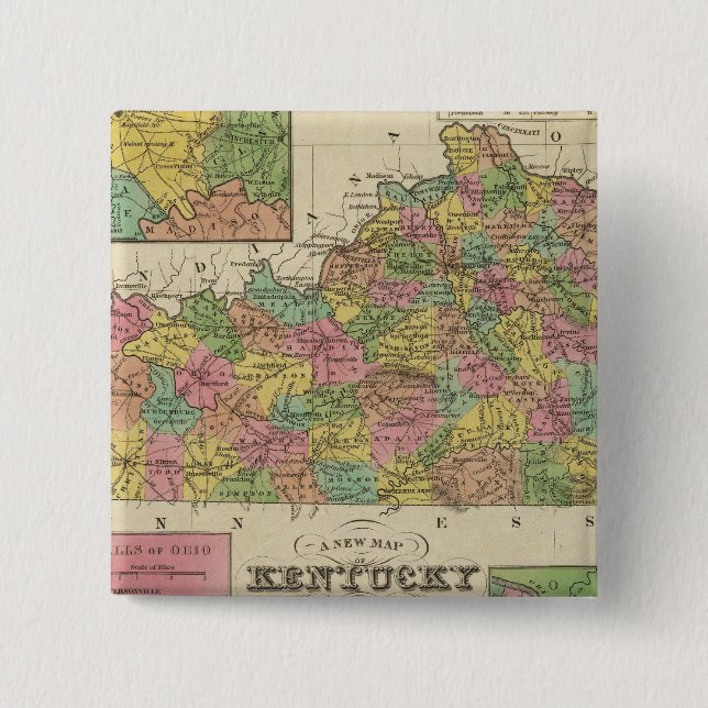 New Map Of Kentucky Pinback Button (Front)