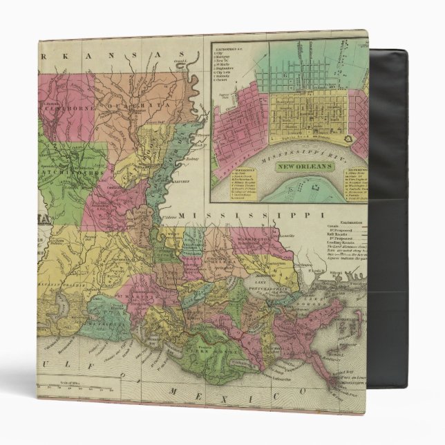 New Map Of Louisiana 2 3 Ring Binder (Front/Inside)