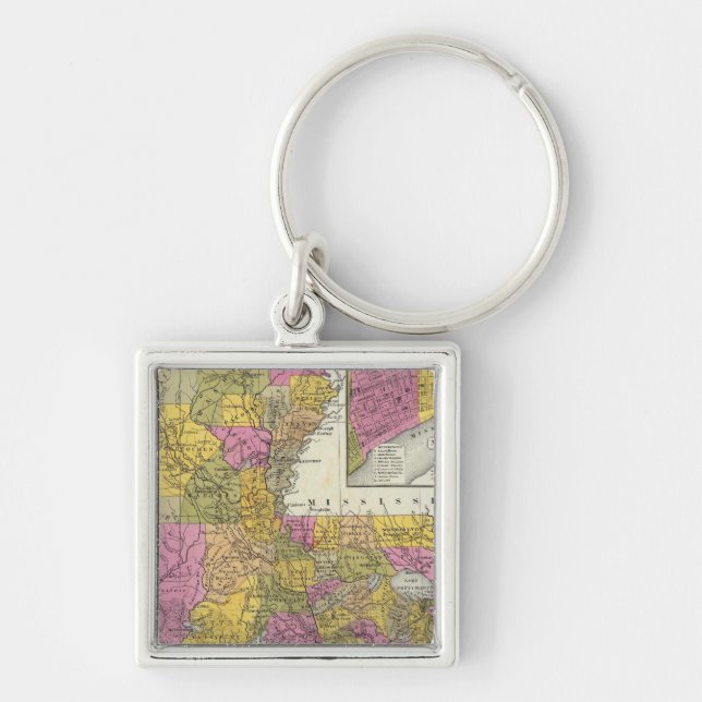 New Map Of Louisiana 3 Keychain (Front)