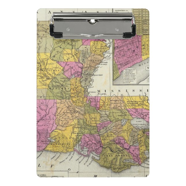New Map Of Louisiana 3 Mini Clipboard (Front)