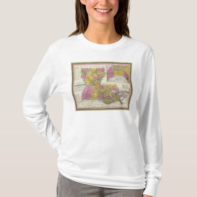 New Map Of Louisiana 3 T-Shirt (Front)