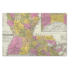 New Map Of Louisiana 3 Tissue Paper
