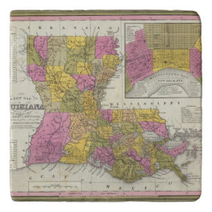 New Map Of Louisiana 3 Trivet