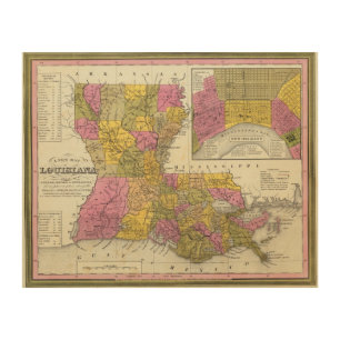 New Map Of Louisiana 3 Wood Wall Art