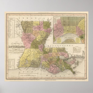 New Map Of Louisiana Poster