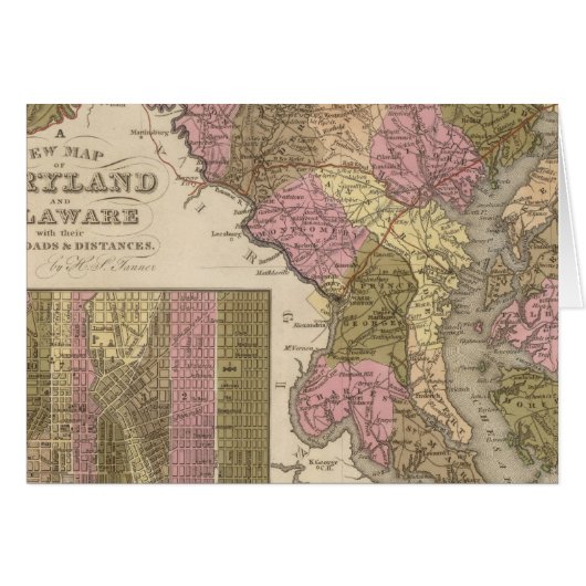 New Map Of Maryland and Delaware Cards (Front Horizontal)