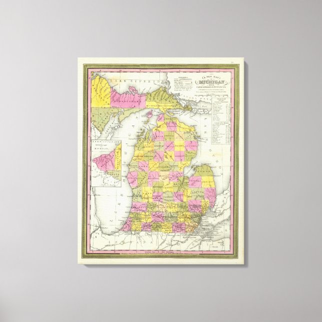 New Map Of Michigan 2 Canvas Print (Front)
