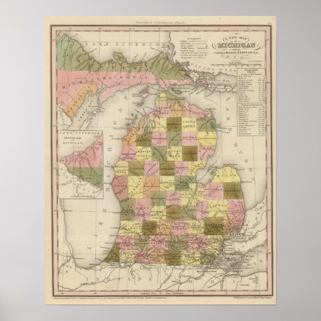 New Map Of Michigan Poster (Front)