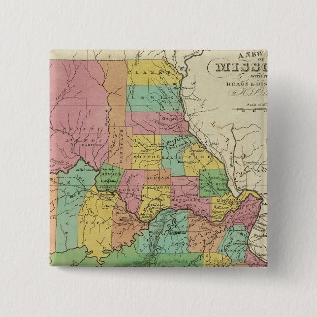 New Map Of Missouri Pinback Button (Front)