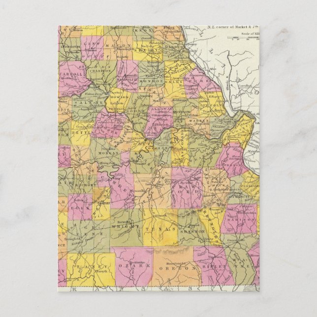 New Map Of Missouri Postcard (Front)