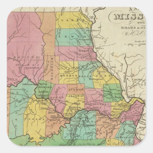 New Map Of Missouri Square Sticker