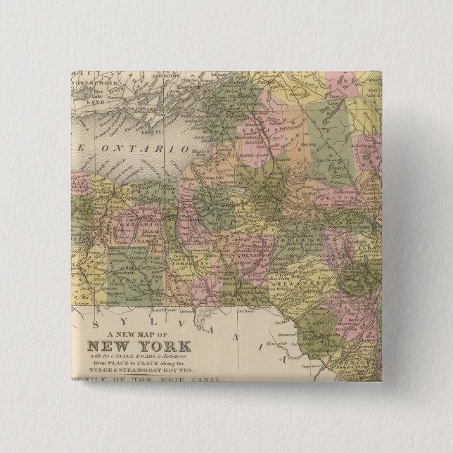 New Map Of New York Button (Front)