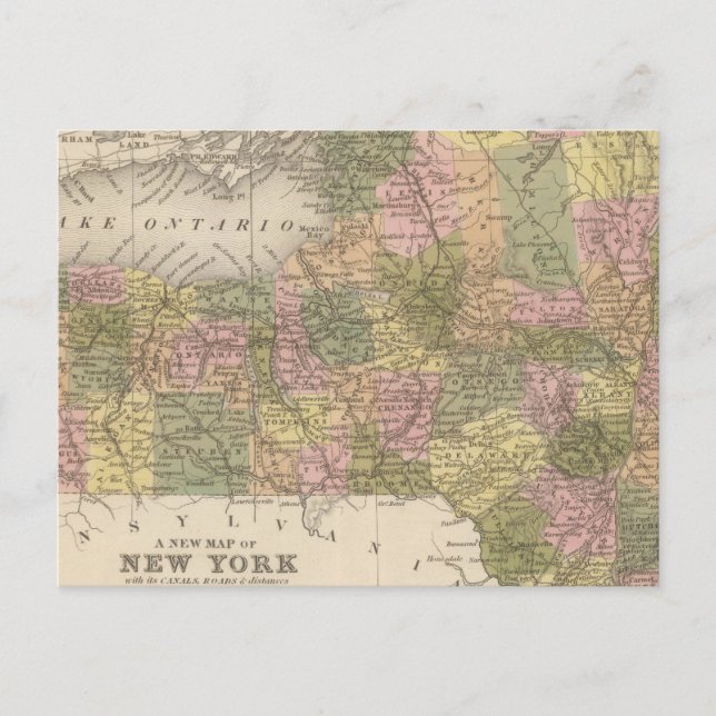 New Map Of New York Postcard (Front)