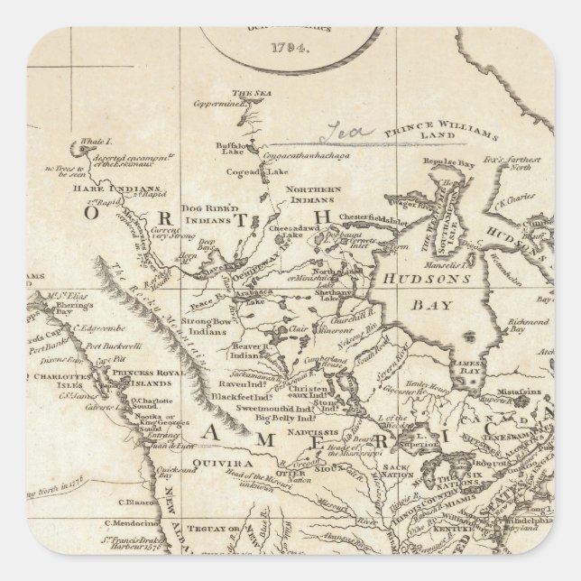 New Map of North America Square Sticker (Front)