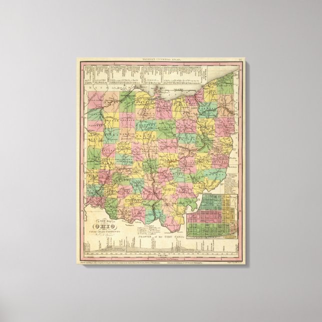 New Map Of Ohio Canvas Print (Front)