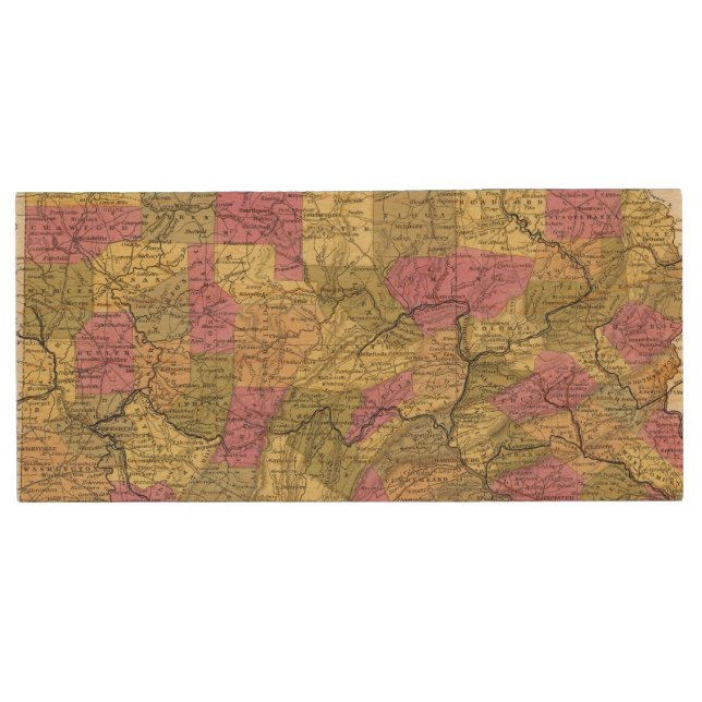 New Map Of Pennsylvania 2 Wood USB Flash Drive (Front)
