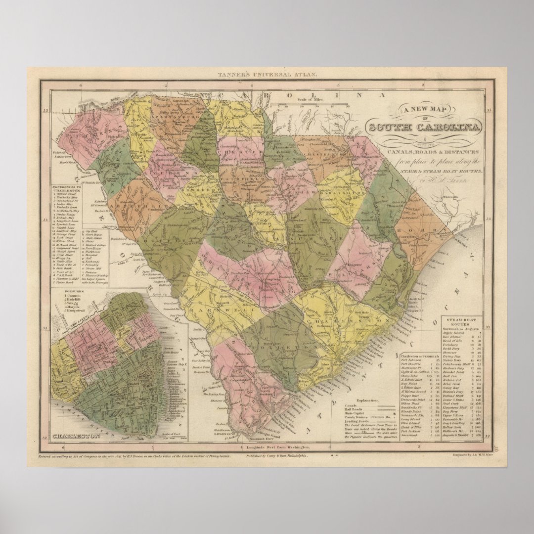 New Map Of South Carolina 2 Poster | Zazzle