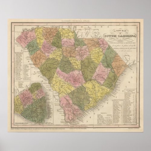 New Map Of South Carolina 2 Poster