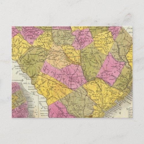 New Map Of South Carolina Postcard