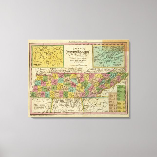 New Map Of Tennessee 2 Canvas Print (Front)