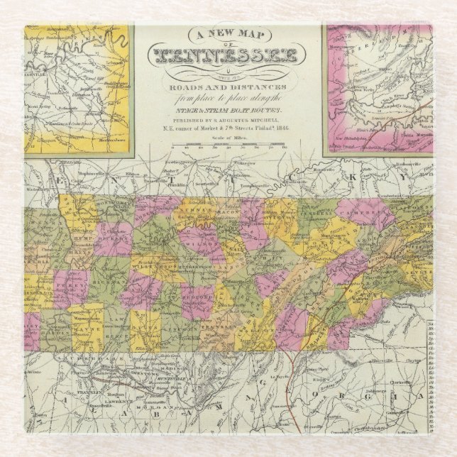 New Map Of Tennessee Glass Coaster (Front)